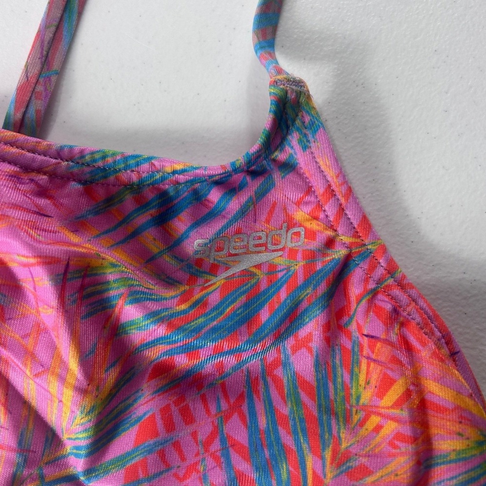 Speedo Vibe Endurance Throwing Shade Tropical Bikini Top Pink Orange Medium NEW - Picture 4 of 10
